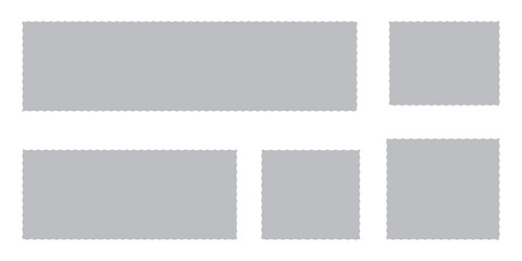 Obraz premium Blank postage stamps vector set isolated. Mark mail letter stamps design. Postal frame sticker