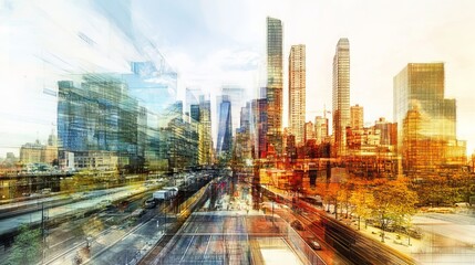 Obraz premium Conceptual depiction of urban growth featuring elements of sketching and photography, representing the interplay of real estate development and the dynamic cityscape