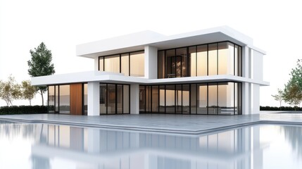 Fototapeta premium Isolated house, modern design with clean lines, white backdrop
