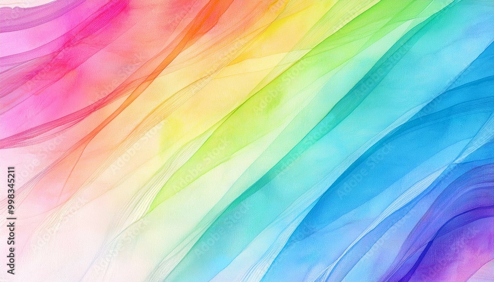 Poster Abstract Colorful Smoke Waves in Gradient Spectrum. Abstract waves of colorful smoke on a white background, creative design concept. Abstract colorful smoke wave on white background.