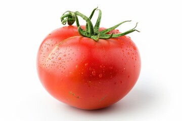 Isolated tomato. One whole tomato isolated on white background with clipping path isolated on white background