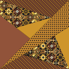 Background is square in oriental style, geometric shapes and lines with elements of dots vector