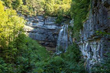 Cascades du Herisson, a series of waterfalls and rapids in the French Jura near Menetrux en Joux;...