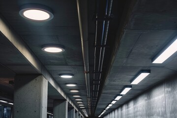 Modern indoor lighting setup in a concrete made ceiling