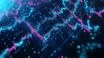 Obraz premium A network of financial data streams representing global stock market indices in real-time, showcasing interconnected graphs and visualizations that reflect market movements. This scene highlights the 