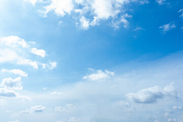 Blue Sky with White Fluffy Clouds on a Sunny Day