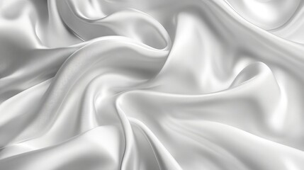 Obraz premium Delicate white silk fabric with elegant ripples and folds, showcasing its luxurious texture. 
