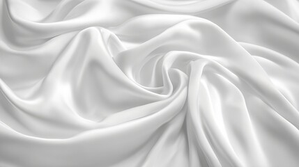 Fototapeta premium Delicate white silk fabric with elegant ripples and folds, showcasing its luxurious texture. 