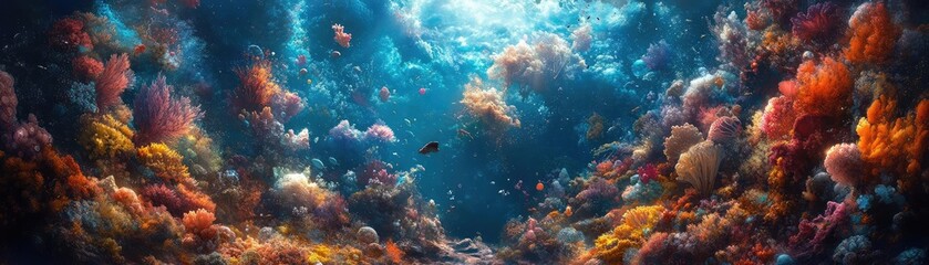 Obraz premium Whimsical high-angle view of a fantasy world, seamlessly blending with scientific discovery, surreal landscapes thriving, vibrant colors