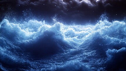 The image is of a large wave in the ocean, with the water appearing to be blue