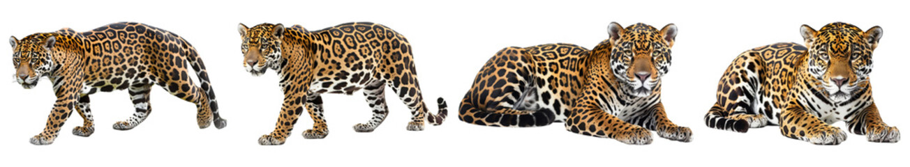Obraz premium Realistic Set of Leopards Isolated on Transparent Background