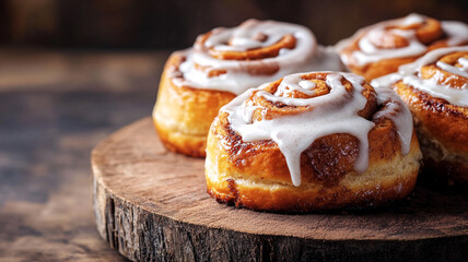 Celebrate National Cookie Day with delicious cinnamon rolls on a rustic wooden platter