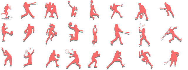 vector representation of player, all the games in one frame, sports in one frame 