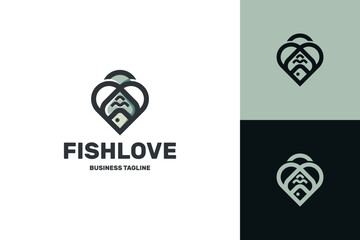 fish love logo vector
