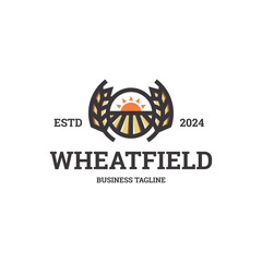 Obraz premium wheat field logo vector suitable for agriculture