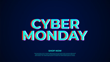 Fototapeta premium Cyber Monday Banner. E-commerce event promotion background. Online shopping. Vibrant 3d effect. Vector illustration.