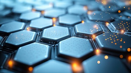 Fototapeta premium A 3D rendering illustrates a futuristic white hexagon background with particle waves.