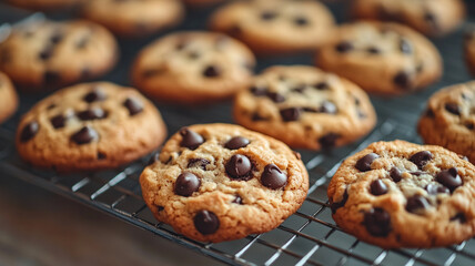 Delicious chocolate chip cookies cooling on a rack for National Cookie Day celebration