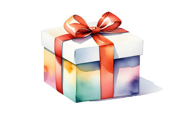 Obraz premium Watercolor illustration of a gift box, beautifully isolated on a transparent or white background.