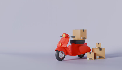 Delivery Send Order With Motors Bike 3D Rendering