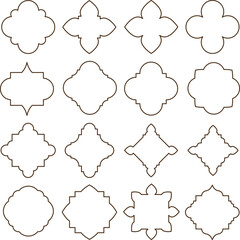 Set of vintage frames and borders isolated on white background.