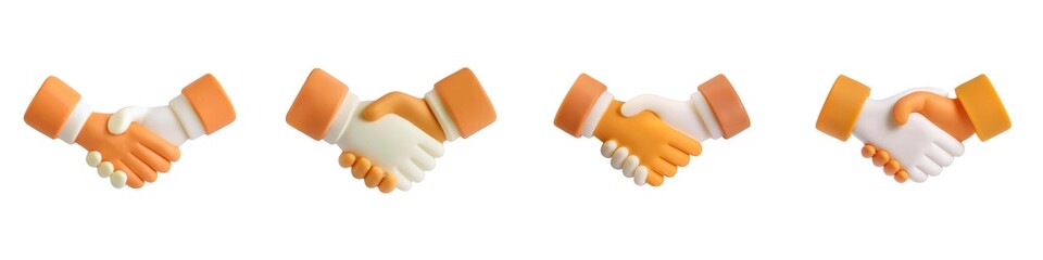 A series of illustrated handshake graphics symbolizing agreement, partnership, or collaboration.