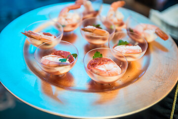 appetizer with salmon and caviar