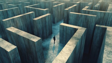 Conceptual image of mental illness as a person trapped in an emotional labyrinth