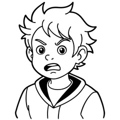 I cute boy with frustration facial expressions