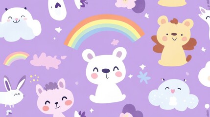 Obraz premium Playful Pastel Purple Background Featuring Cute Hummingbird for Creative Projects