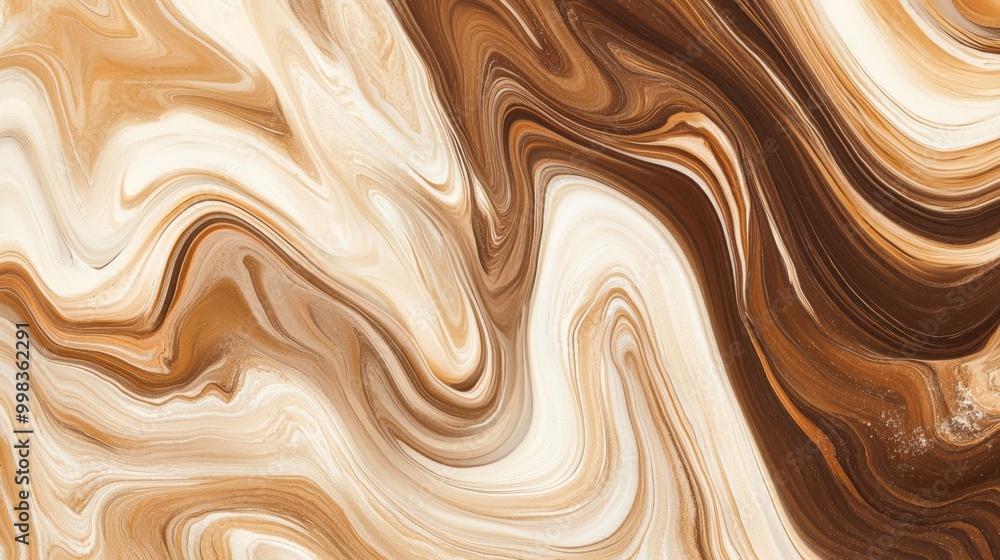 Poster The rich blend of coffee and cream forms a beautiful marbled design, showcasing swirling patterns in soft, warm shades. Generative AI