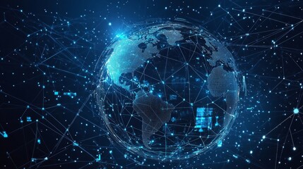 Fototapeta premium Global Scale of Data Processing and Analytics in a Conceptual Banner