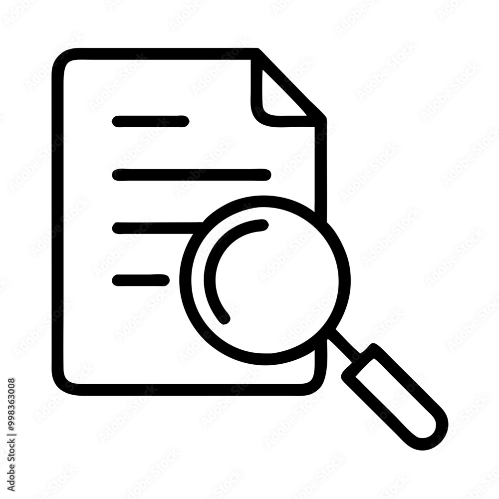 Aufkleber audit icon representing analysis and document review with a magnifying glass