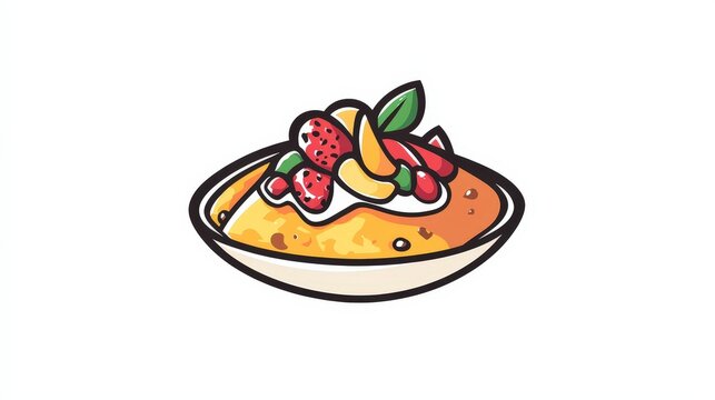 fruit dessert bowl, colorful, cartoon style clip art preview