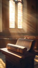 Sacred Yom Kippur Torah Scroll Opened in a Serene Synagogue  