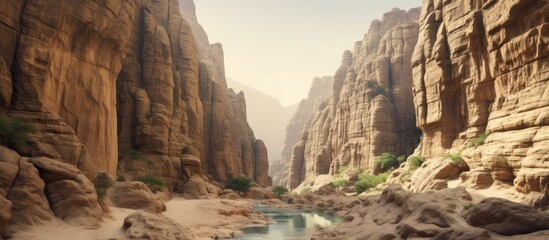 Fototapeta premium A Narrow Canyon with a Stream Running Through It