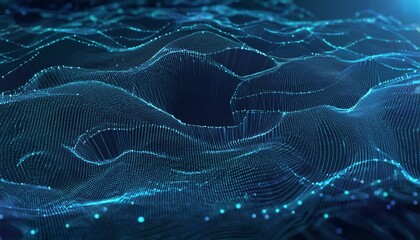 Cyber big data flow blockchain indigo data fields network line connect to the stream. Abstract digital connection dots. Technology background.