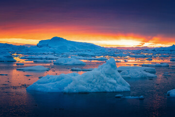 Disko Bay is a large bay on the western coast of Greenland. 