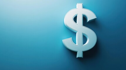 Fototapeta premium Silver Dollar Sign on Blue Background