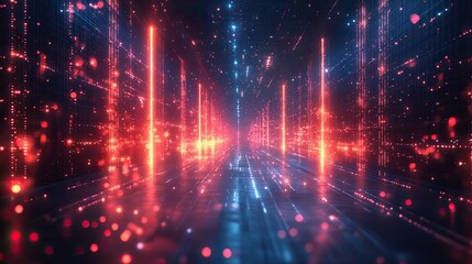 Fototapeta premium A futuristic concept illustrating protected high-speed data transmission in a cyber tech environment.