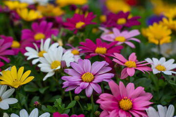 Obraz premium pink daisy, Elegant flowers blooming in vibrant, Colorful flowers background spring season concept.
