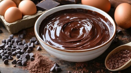 Delicious Rich Melted Chocolate Bowl Perfect for Desserts and Treats