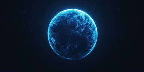 Obraz premium Glowing blue moon on black background. Ai generative