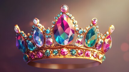 whimsical gem-encrusted crown with colorful gems of various cuts and sizes