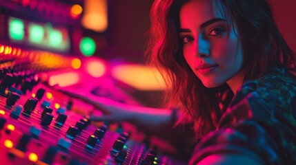 Female Music Producer in Studio