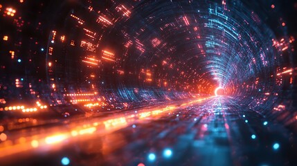 Fototapeta premium A futuristic illustration of high-speed light in cyberspace, symbolizing the information technology network of data centers.