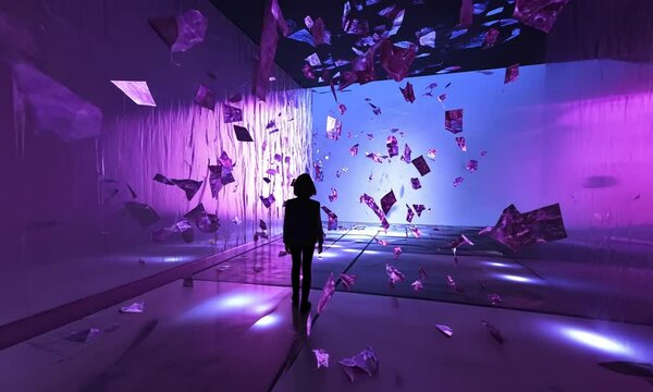 Person standing in an art installation