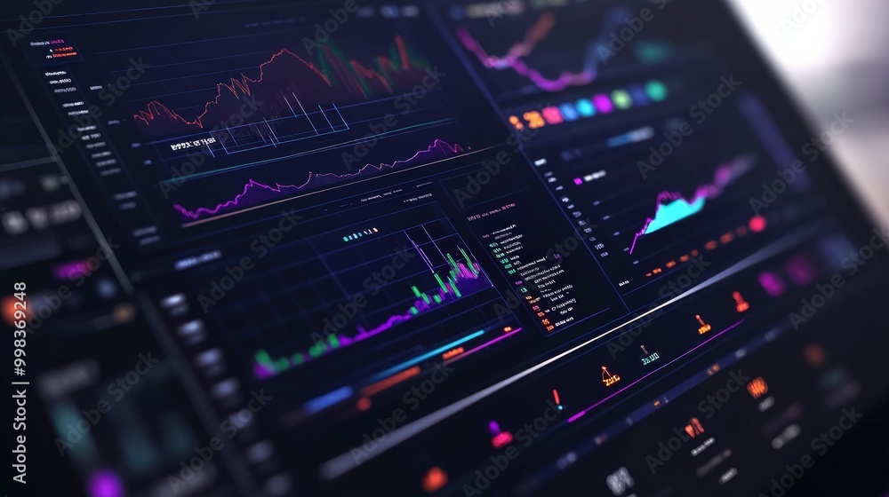 Aufkleber digital investment tracker displaying real-time updates on stocks and bonds.