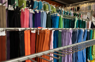 Different colored zippers on a market stall. For sewing into clothing or other products. Haagse...