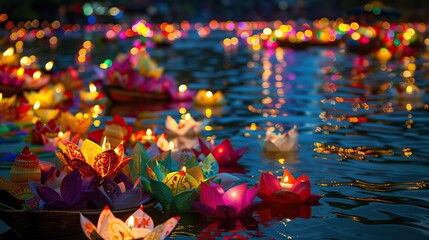 Floating Lanterns on a Calm Water